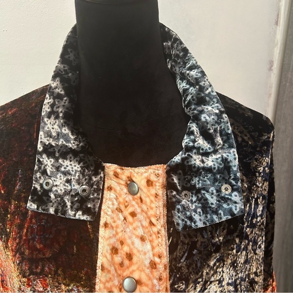 Free People Vancouver Velvet Button Down Shacket Small Multicolor Snap Closure - Picture 5 of 14